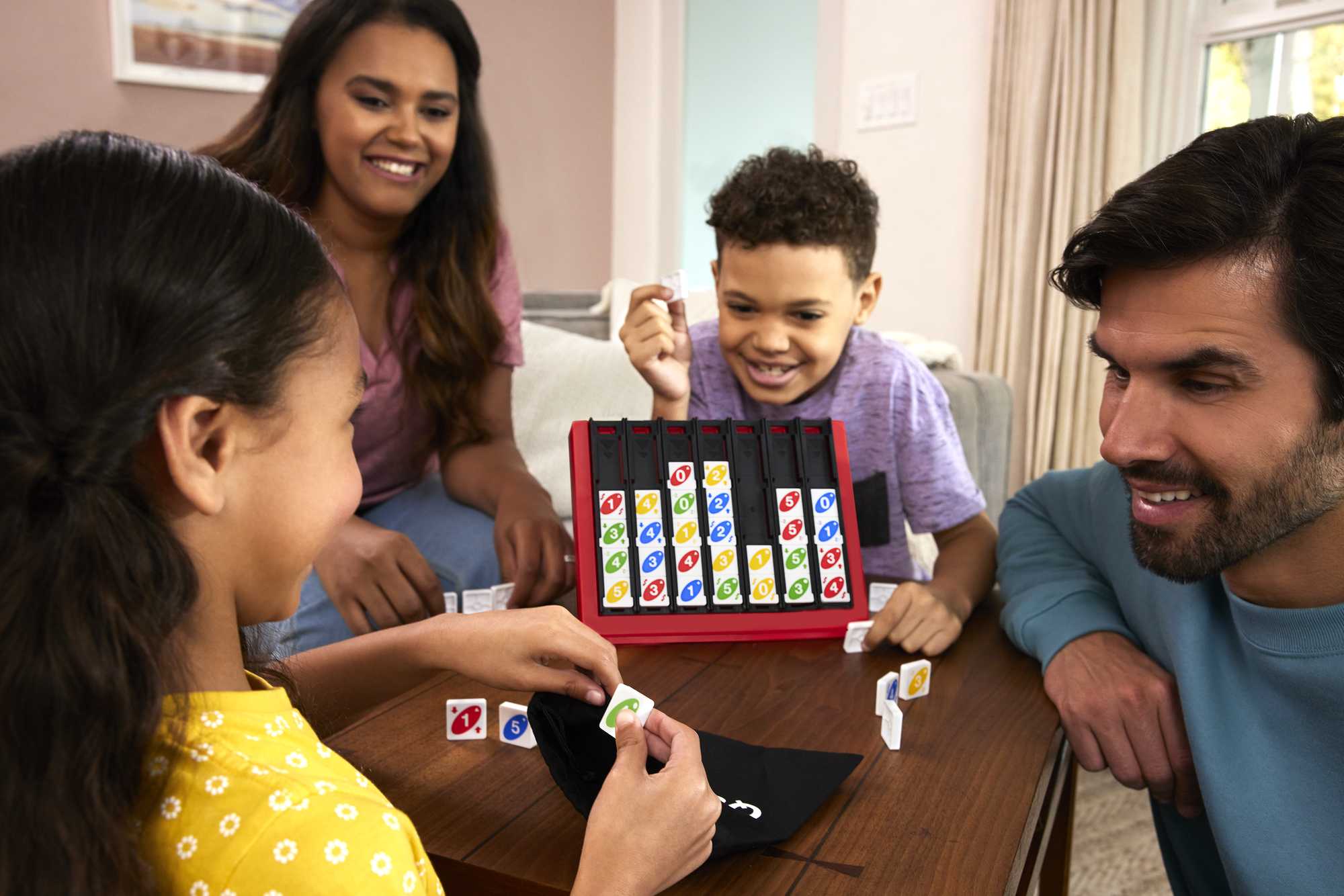 UNO Quatro Game For Adult, Family & Game Night, 2 To 4 Players, Ages 7 Years & Up