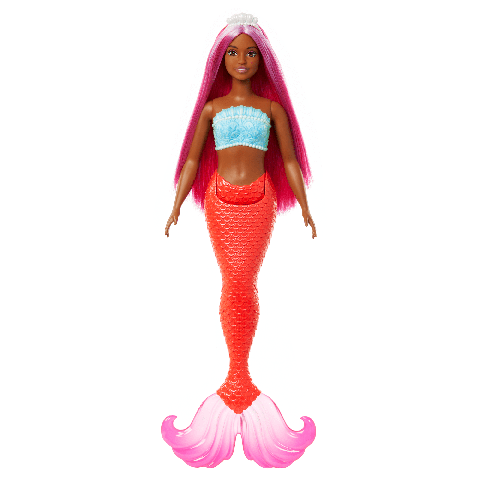 Barbie Mermaid Doll With Magenta Hair, Tropical Red Tail And Headband Accessory