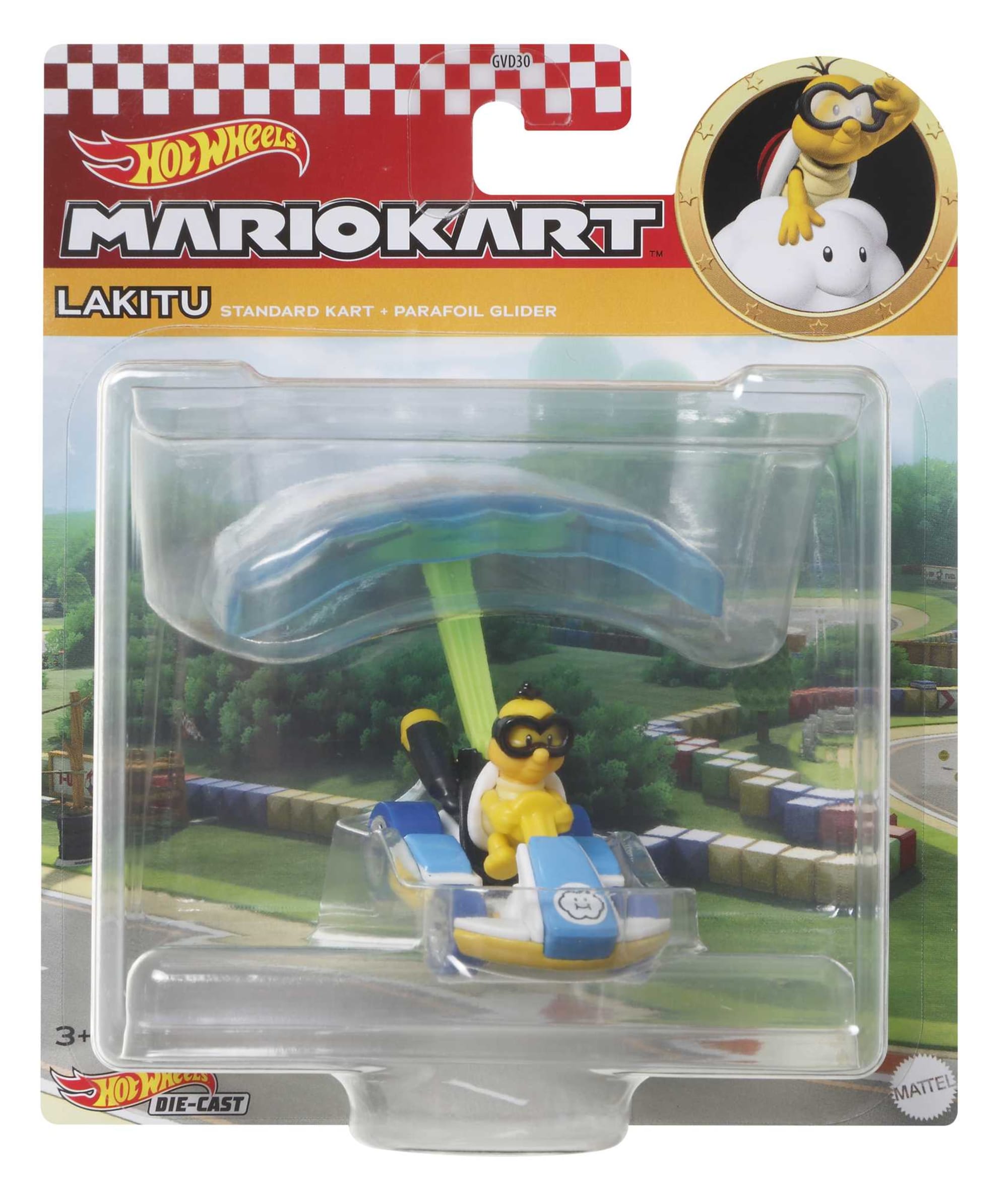 Hot Wheels Mario Kart Veículo de Brinquedo Lakitu Padrão Kart com Cloud Glider