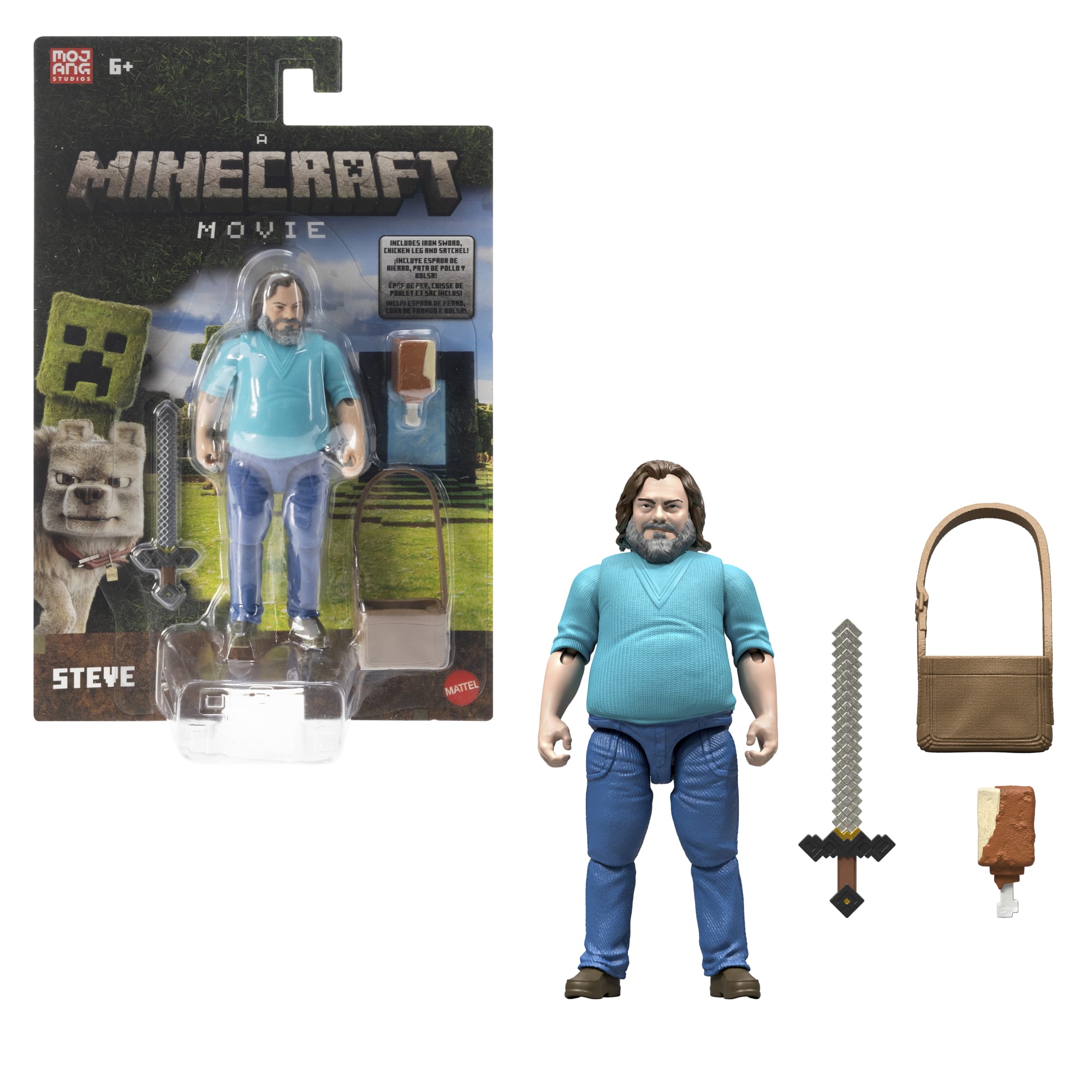 Minecraft-Figurine Articulée Steve-Taille de 10 Cm et Accessoires